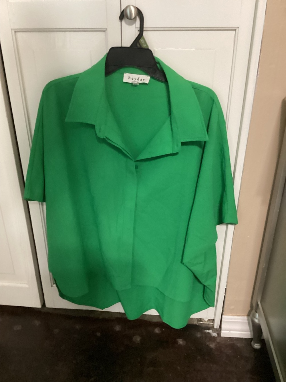 heyday Bright Green Oversized Short Sleeve Button-Down Shirt